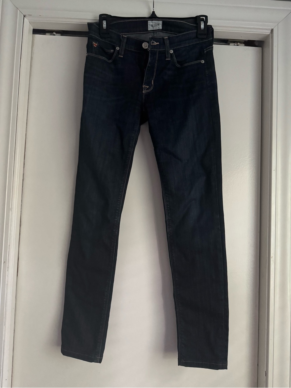 Hudson Jeans dark denim with contrast stitching